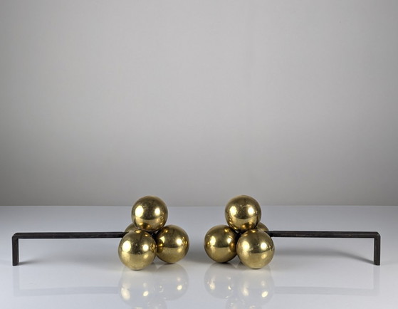 Image 1 of Alari in bronzo e ferro battuto di Jacques Adnet, anni '30