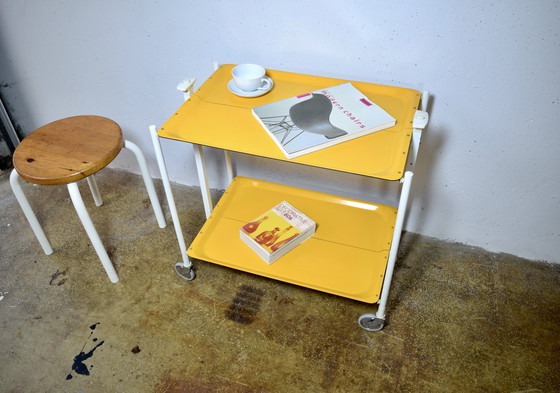 Image 1 of Chariot de service style années 1970, table d'appoint vintage