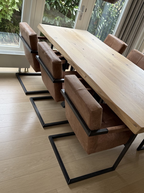 Prachtige Gardo Boomstamtafel 240 Cm + 6 Luxe Contiro Stoelen – Als Nieuw! – Eetkamerset, Wood (photo 6 of 15)