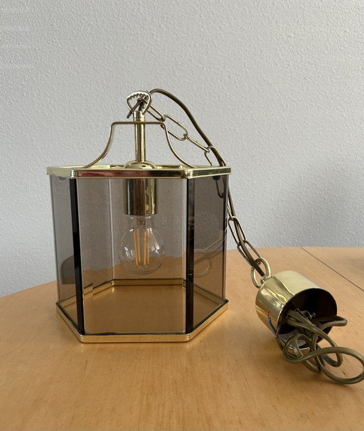 Lámpara colgante vintage de latón de Holtkötter