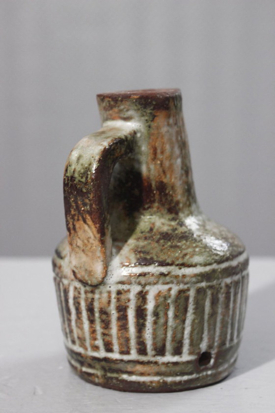 Image 1 of Olivier Pettit Lamp base in chamotte clay with incised geometric decoration, 1960s