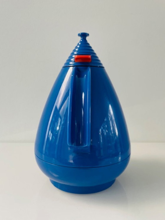 Image 1 of Bouteille isotherme vintage Leifheit Vivatherm bleue Memphis