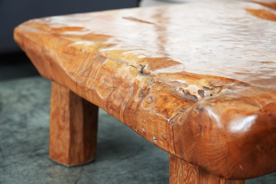 Image 1 of One-of-a-Kind Handcrafted Solid Oak Table – Organic Shape & Warm Patina