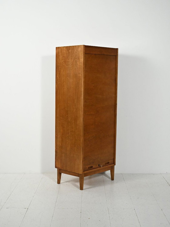 Image 1 of Scandinavische eikenhouten archiefkast met verticale roldeur, S.K.N., 1963