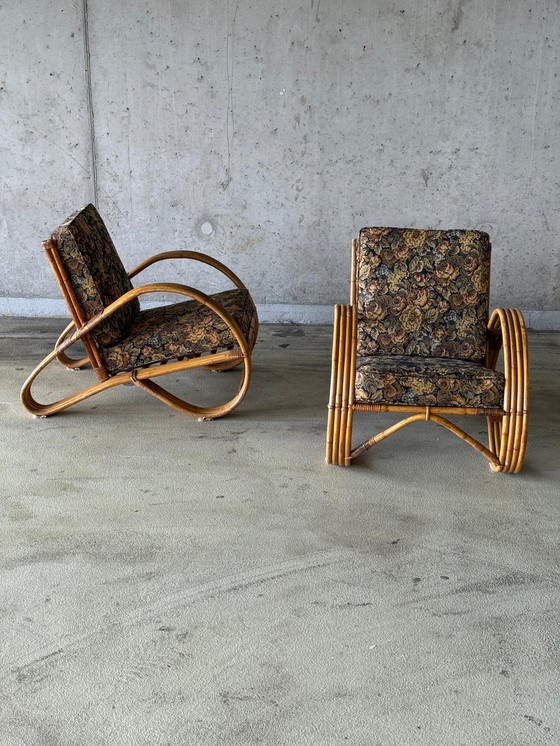 Image 1 of Set/2 Vintage rattan armchair by Rohé Noordwolde