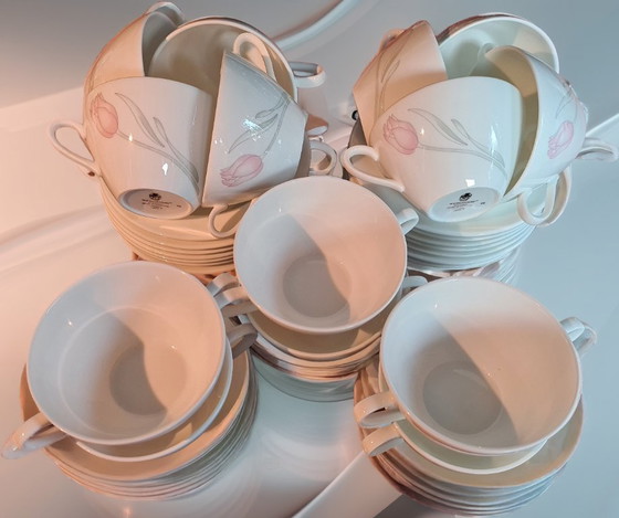 Image 1 of Tapio Wirkkala design 14x Bone Ch. W. porselein vaatwasmachine bestendige set koffie| thee Tryst van Wedgwoo