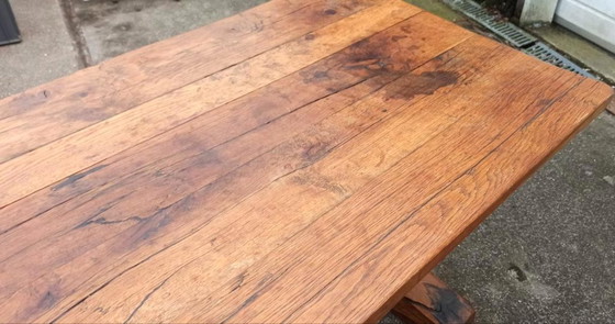 Image 1 of Antique rustic solid oak large dining table
