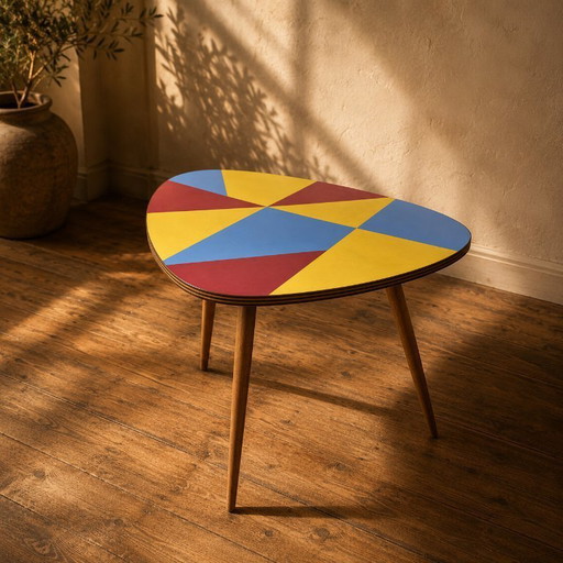 Czechoslovak Brussels Style Oak and Colored Umakart Table, 1950s