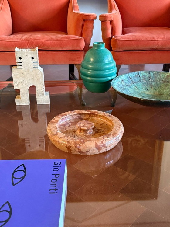 Image 1 of Angelo Mangiarotti, centro de mesa / cuenco de mármol rojo, Knoll International Italia, años 70