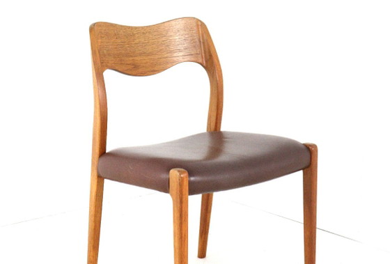 Set 6 Niels O Moller Model 71 Stoelen Teak Vintage Deens – Niels Otto Møller, Eetkamerstoelen, Leather (photo 4 of 17)