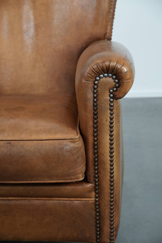 Image 1 of Vintage schapenleren fauteuil/ armchair met prachtige en warme kleuren