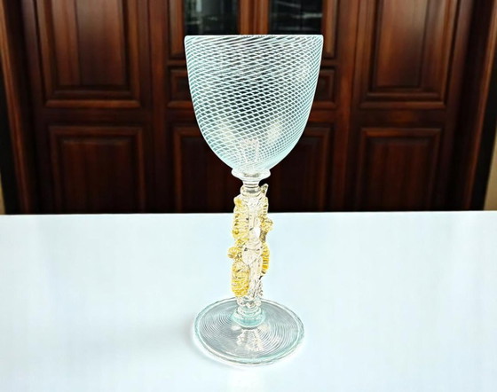 Image 1 of Murano – Calice Veneziano in Vetro Artistico con Filigrana a Spirale