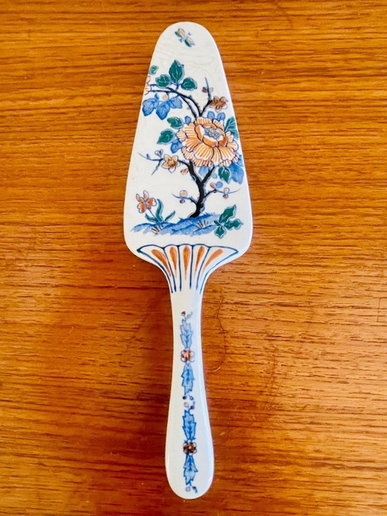 Image 1 of Plat à pâtisserie et pelles à gâteaux vintage en porcelaine de Gien, ensemble de 3