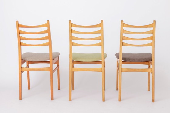 Image 1 of Set of 4 Vintage Dining Chairs 1970s Germany, Beech Wood Chairs, Restored & Reupholstered, Mid Century Modern