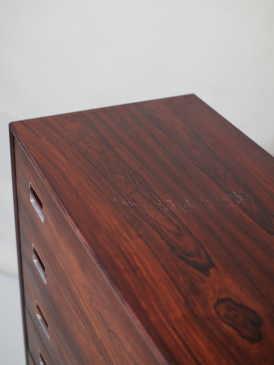 Image 1 of Tall Chest of Drawers Danish Vintage Rosewood Metal