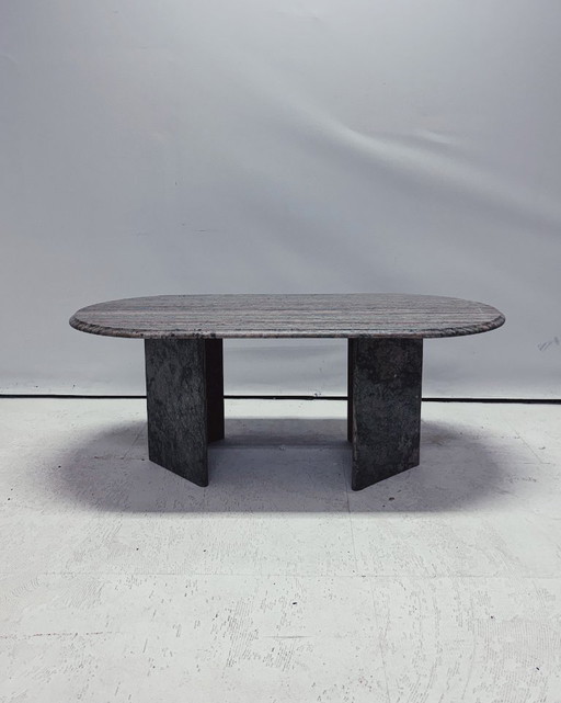 Ovaler Vintage-Couchtisch – salontafels, Stone (photo 2 of 8)