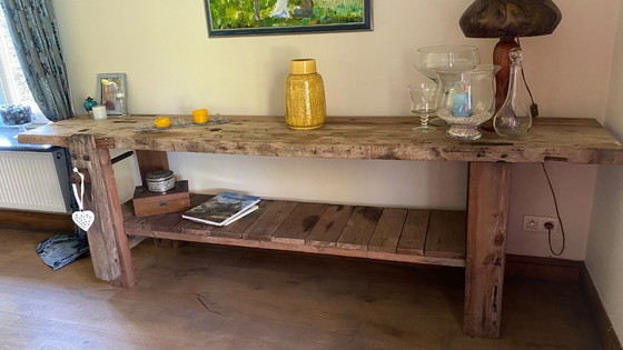 Image 1 of vecchio banco da lavoro in legno