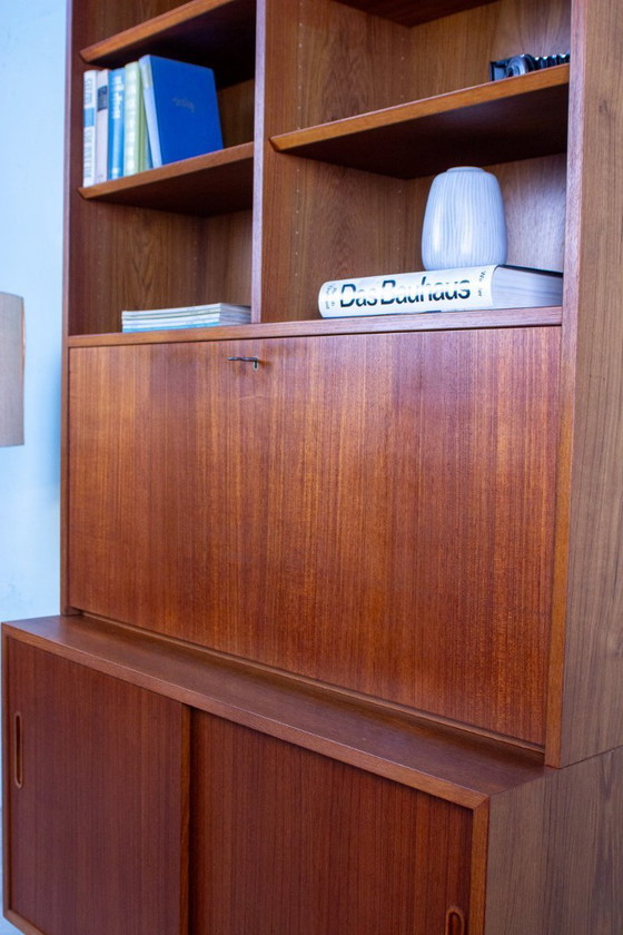 Image 1 of Vintage secretair bureau, dressoir, bijzettafel, teak, Hundevad bureau