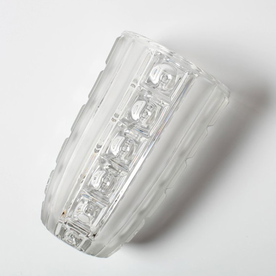 Image 1 of Vintage Clear Pressed Glass Vase / Bohemia Glass / 1950s