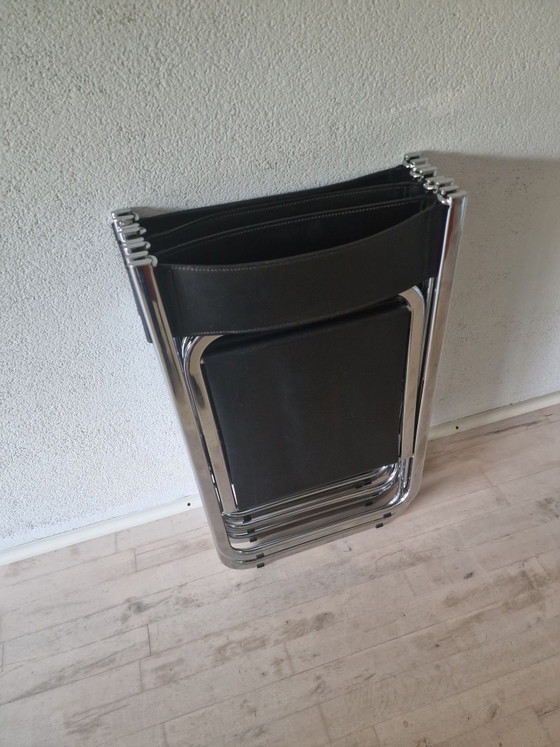 Einzigartiges Set von 4 Tamara Klappstühlen von Arrben Italy – Chrom, Leder (photo 7 of 11)
