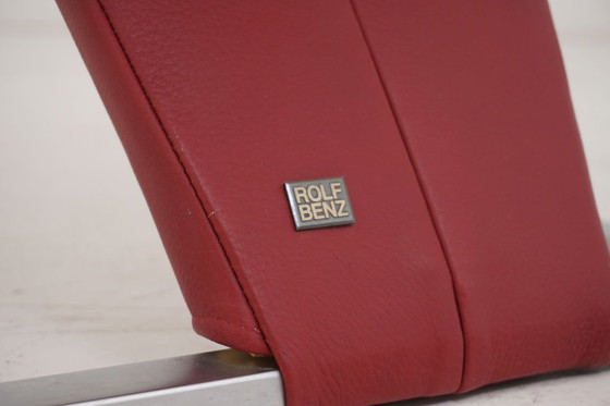 Image 1 of Rolf Benz 7800 Stühle Esstisch 1210 Leder 4 Stück Rot Stuhl