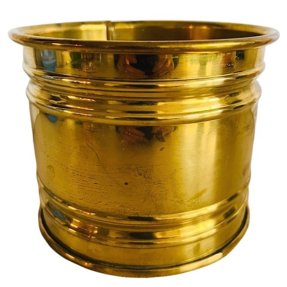 Image 1 of Vintage Brass Gold Flower Pot 1950's