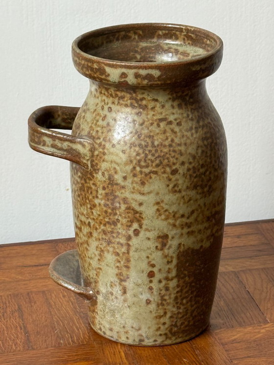 Vintage speckled enameled ceramic Vase (photo 4 of 9)