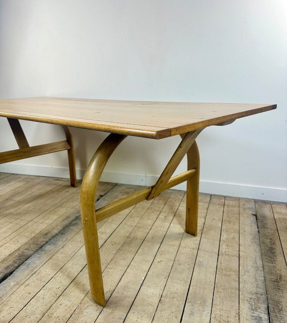 Image 1 of Ensemble Table + 6 chaises en orme et chrome vintage 1980