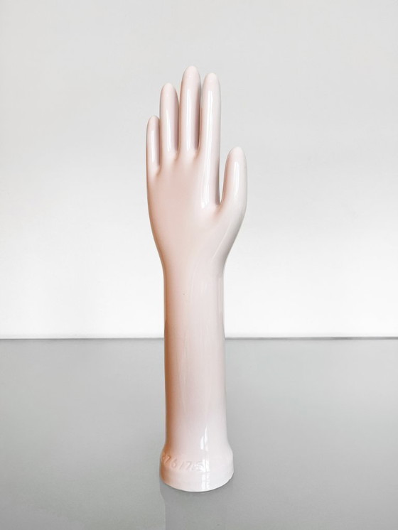 Image 1 of Vintage HCT West Germany Glove Mold Jewelry Display - Pink