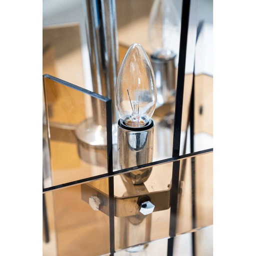 Pair of vintage orange glass pendant lamps