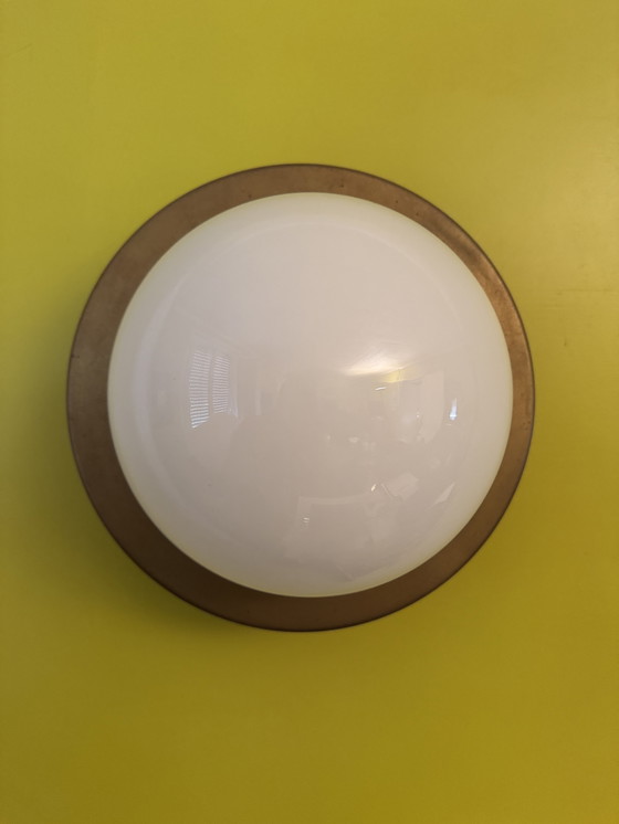 Image 1 of Kugellampe Opalinbasis vergoldet 70er Jahre