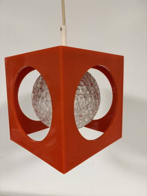 Suspension allemande style Spoutnik, années 70, style Mid-Century, en verre, par Richard Essig