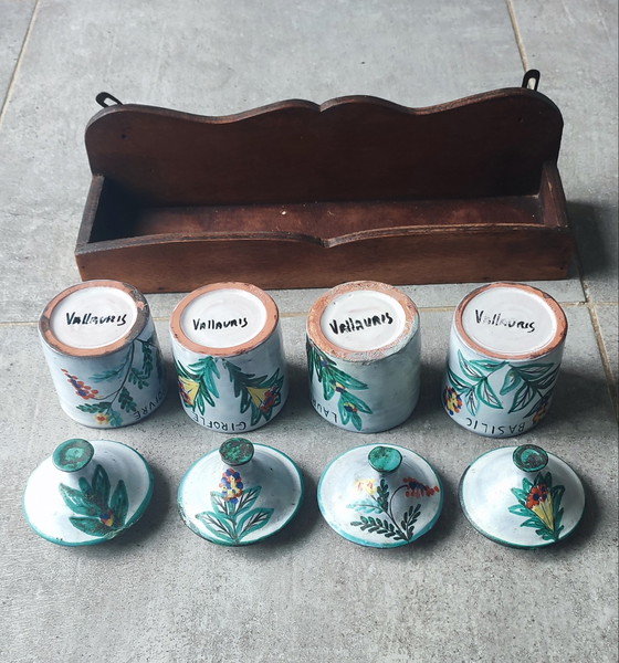 Image 1 of Ensemble à épices en céramique Vallauris + présentoir