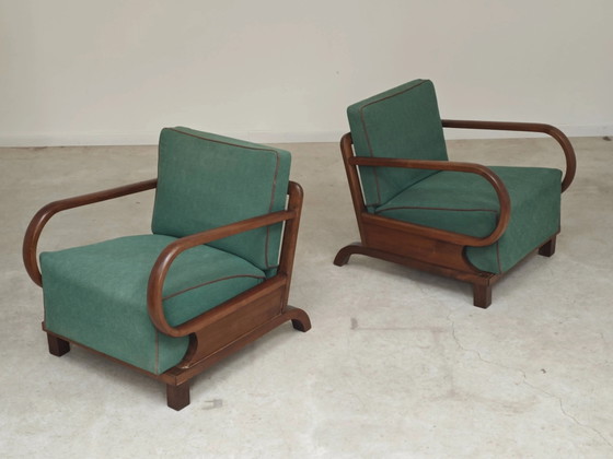 Pair of Art Deco green armchairs by Jindrich Halabala, Prague 1930 – Wood (photo 7 of 24)