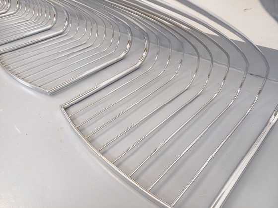 Image 1 of Suite van 4 Gastone Rinaldi Vintage Italiaanse stoelen in verchroomd metaal en Bouclettes stof uit de jaren 70