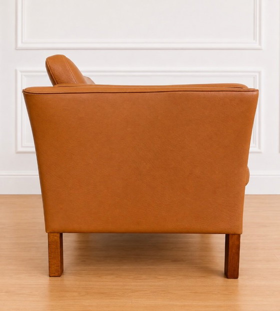 Vintage Danish Mid Century Morgans Hansen Cognac 3 Seater Sofa – 3-5 seaters, Leather (photo 10 of 13)