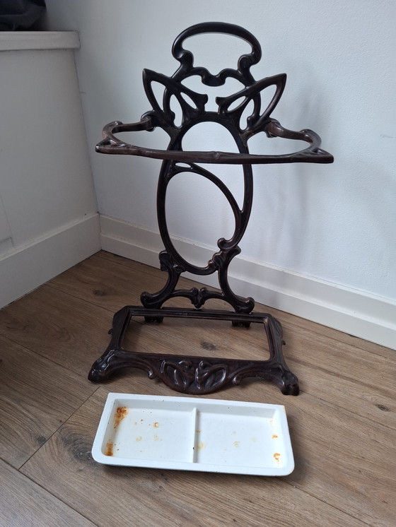 Image 1 of Art Nouveau franse paraplustandaard/bak, prachtige orginele conditie!