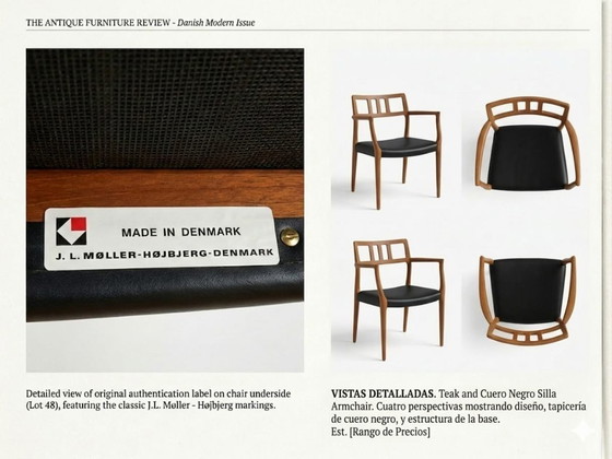 Image 1 of Comedor de Diseño  Danés: 5 sillas J.L. Møller (Niels Otto Møller) + mesa de Teca