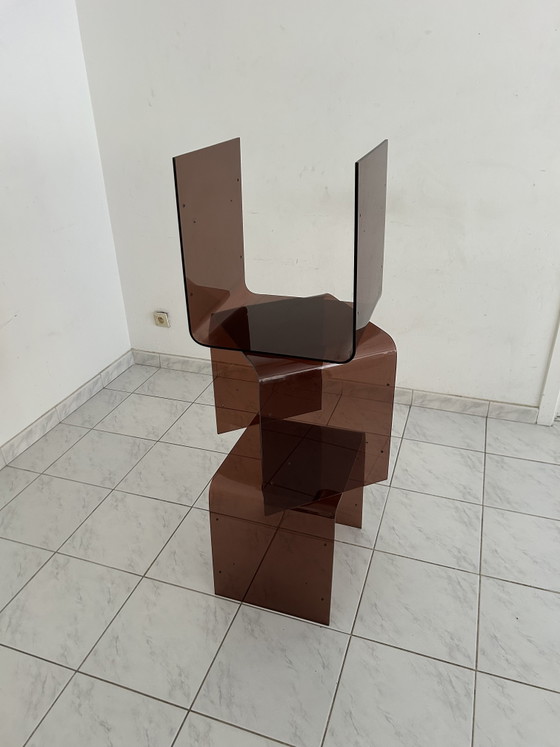 Image 1 of Vintage space age bijzettafels plexi wandsysteem