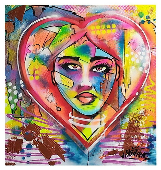 Image 1 of JUVENTUD - Rostro de corazón - Lienzo de artista
