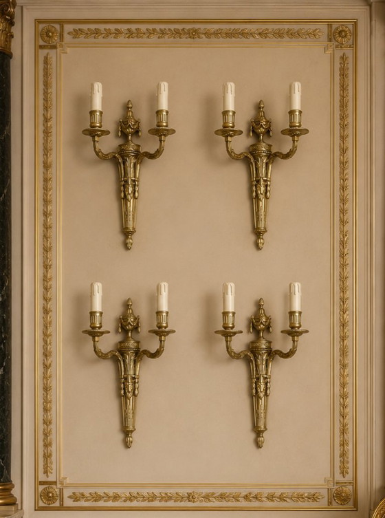 Image 1 of Bronze wall lights in the Louis XVI, Empire, and Neoclassical styles
