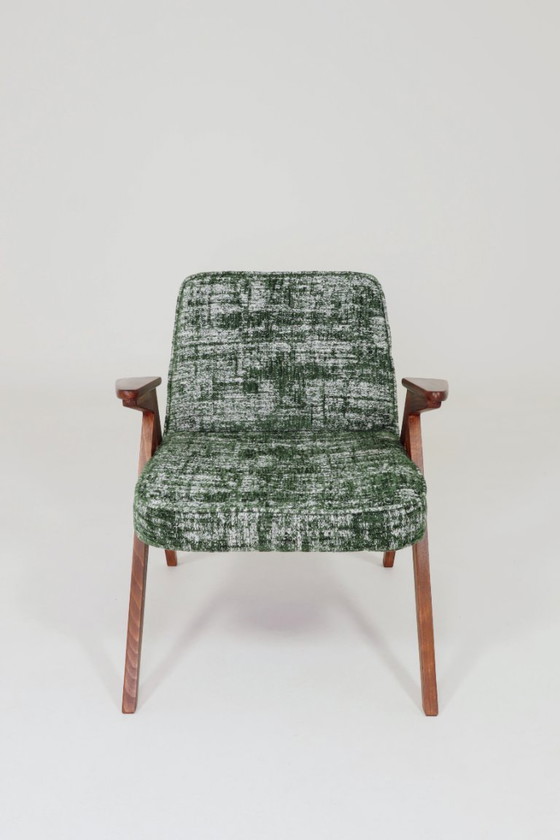 Image 1 of Scandinavian Green Lounge Chair Vintage Design Boho Upholstery Melange Fabric, 1960, Poland