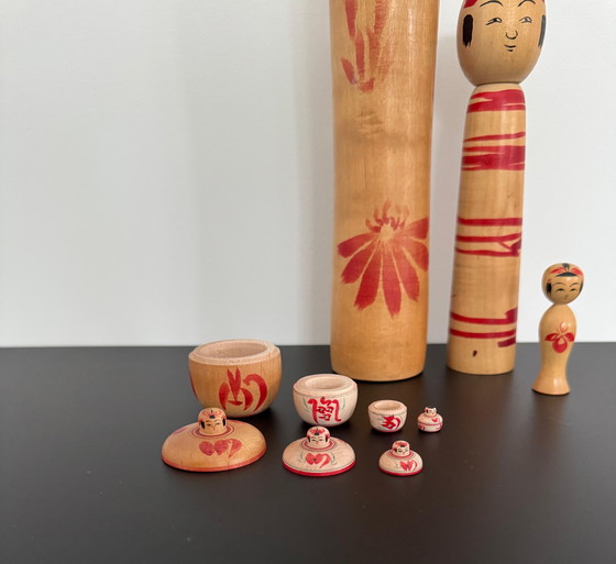 Image 1 of Set di kokeshi d'epoca