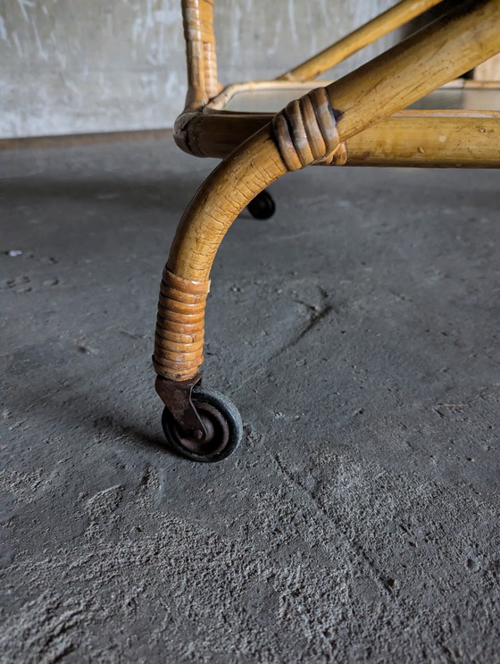 Image 1 of Vintage rattan serving trolley 1970