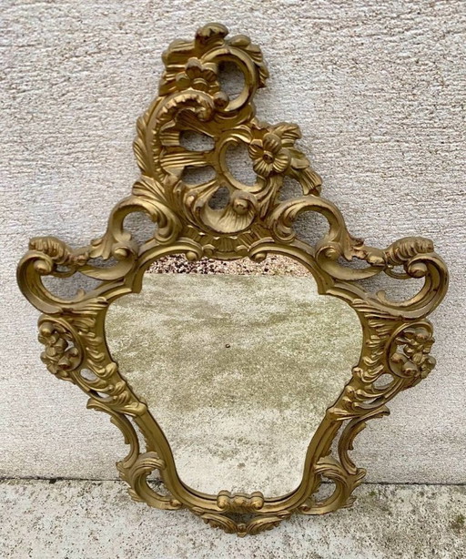 Antique Baroque Mirror in Gilded Wood