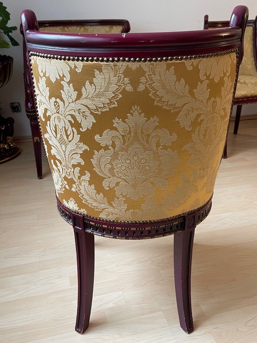 Set di 12 Sedie da Pranzo Stile Impero – Intagli a Collo di Cigno – eetkamerstoelen, Textile, Wood (photo 2 of 12)