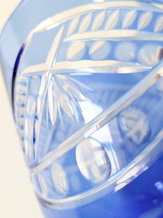 Image 1 of Vintage Cobalt Blue Cut Glass Goblets, Römer Style, Set of 4