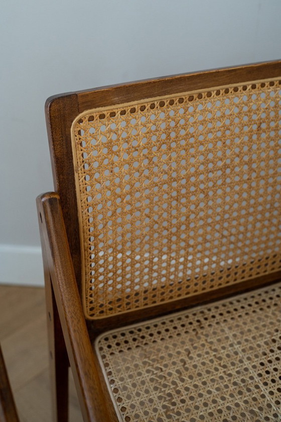Image 1 of Sedia vintage in teak con seduta in tessuto