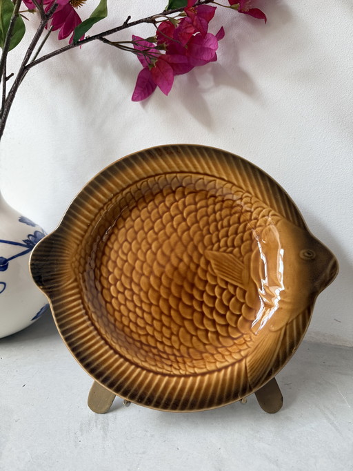 Satz von 8 alten Fischtellern - Sarreguemines Frankreich (1960er Jahre)