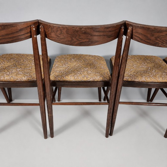 Image 1 of Vintage stoelen van beukenhout en stof, jaren 60, set van 5